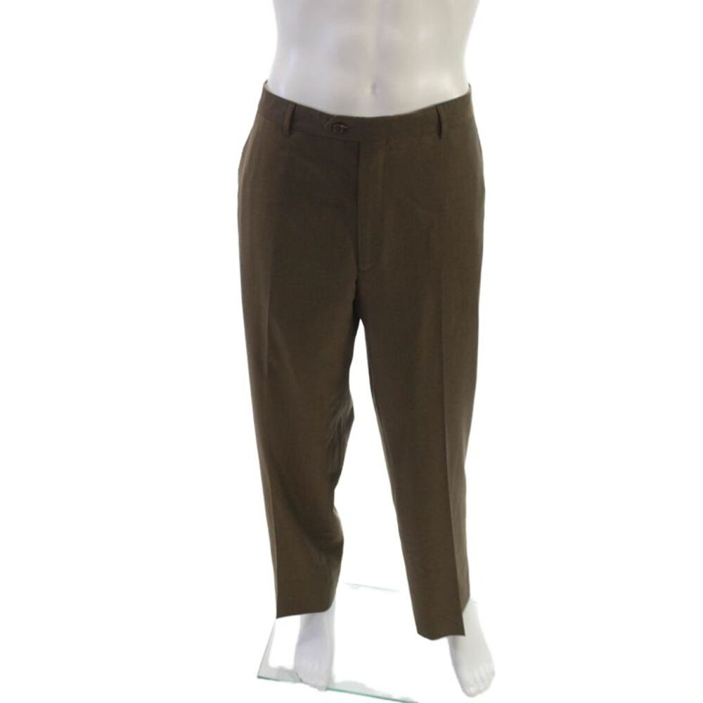 Santorelli Mens Brown Virgin Wool Dress Pants Button Inseam 30 Size 42